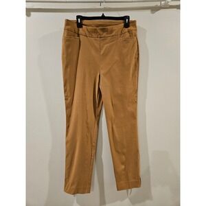 Chico's Brigitte So Slimming Ankle Pants Brown Tan Size 1.5R US 10R Stretch Slit